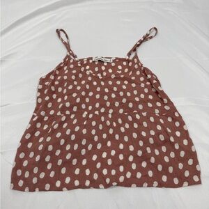 Y2K Abercrombie Polka Dot Babydoll Cami Top Brown White Coquette 2000s